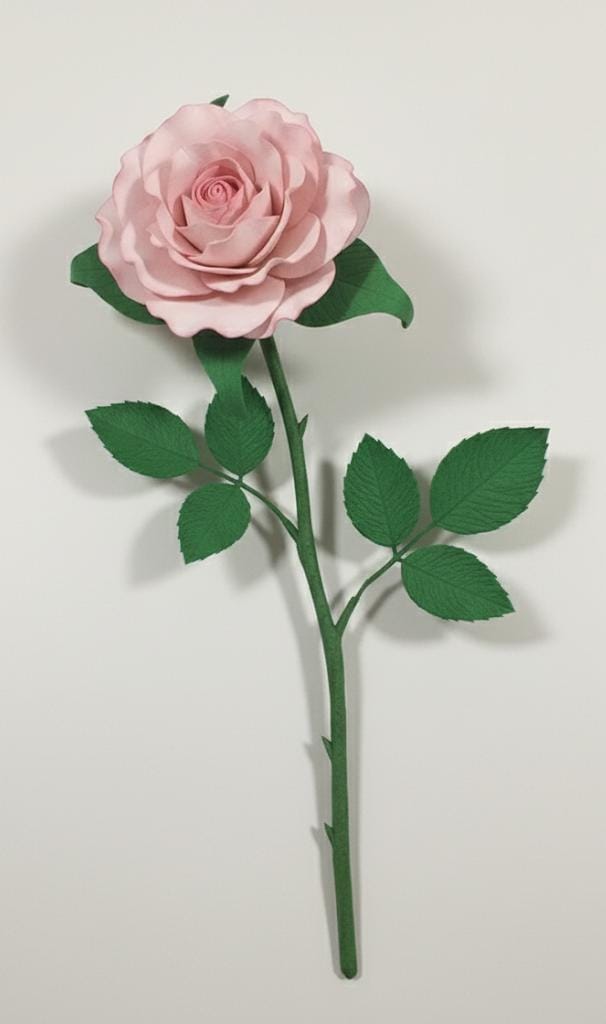 Fiore Artigianale Singolo con Stelo e Foglie Fiorelle