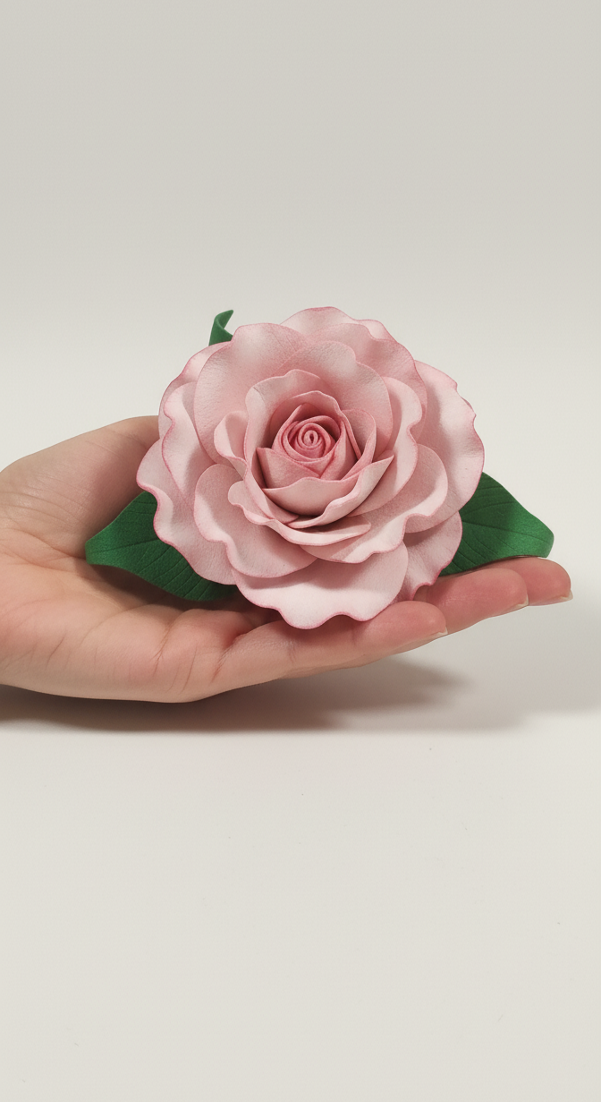 Fiore Artigianale Singolo con Stelo e Foglie Fiorelle