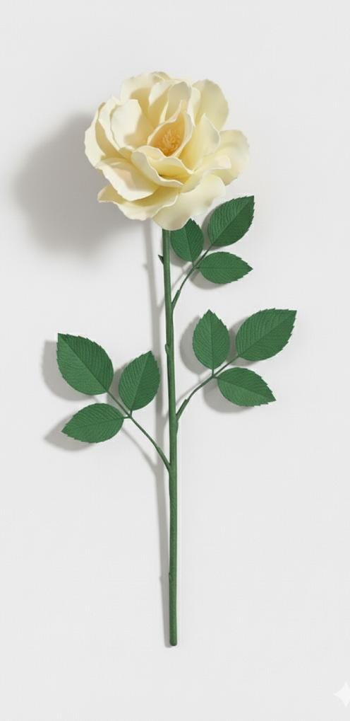 Fiore Artigianale Singolo con Stelo e Foglie Fiorelle