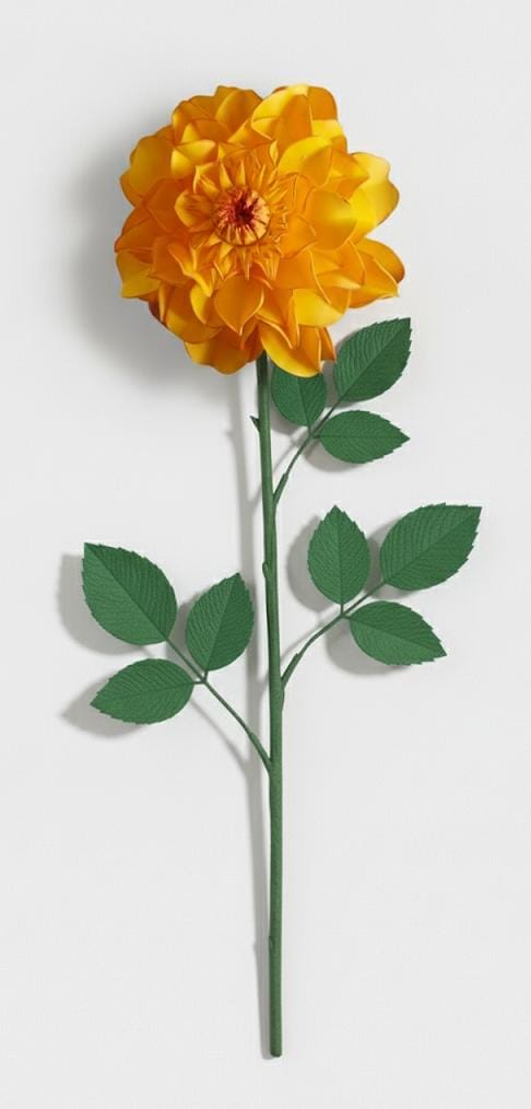 Fiore Artigianale Singolo con Stelo e Foglie Fiorelle